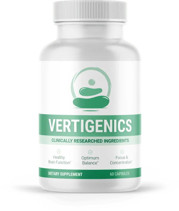 Vertigenics balance support capsule bottle